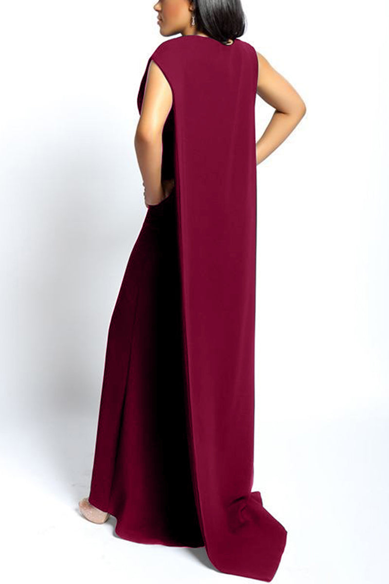 Plus Size Elegant Solid Sleeveless Floor Length Maxi Dress