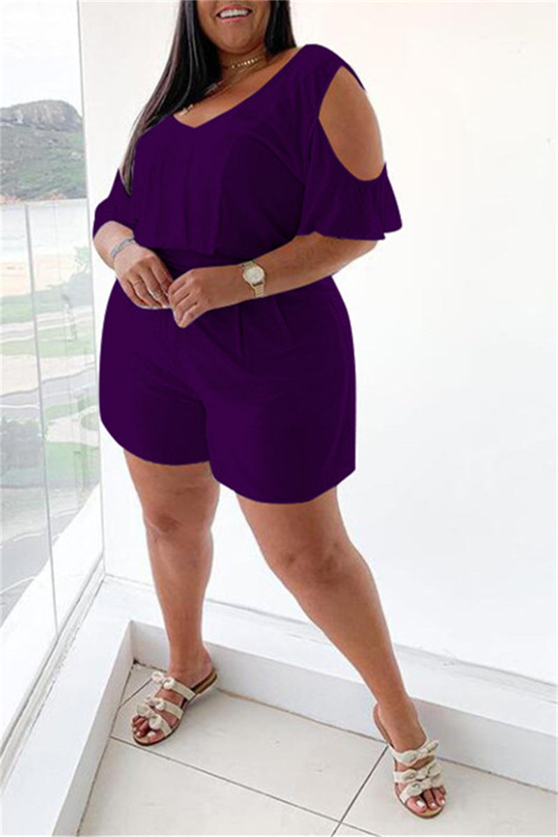 Plus Size Casual Short Sleeve Sleeveless Jumpsuits